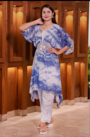 Blue Tie-Dye Asymmetric Cord Set