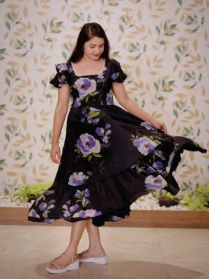 Women's Black Floral Print Dress